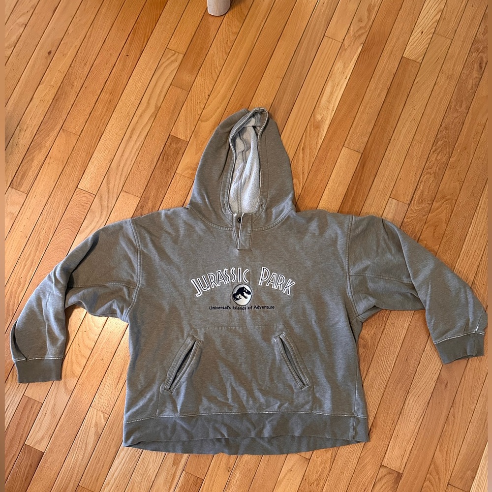 Vintage Jurassic Park Hoodie - Light Green Sz L